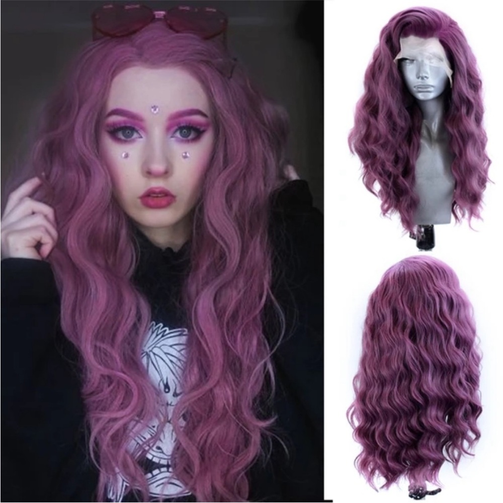 22”  purple  BODY WAVY  Lace Front Wig NEW